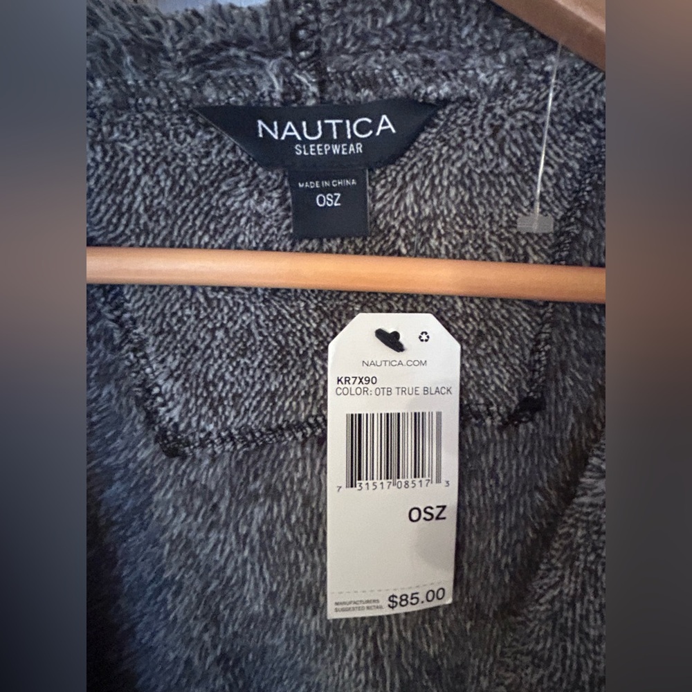 Nautica Charcoal Women's Hooded Robe - Picture 2 of 3